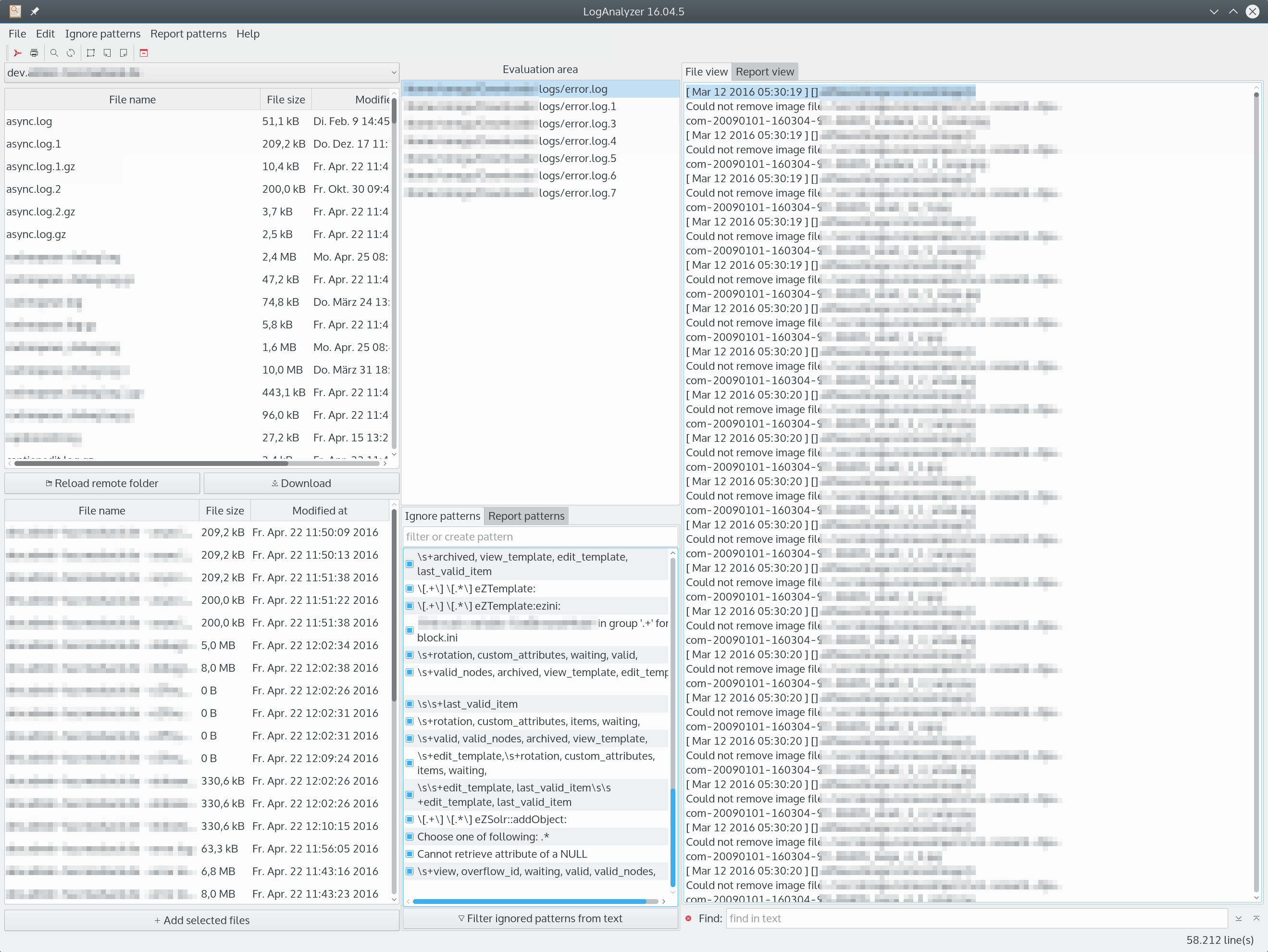 Tool that helps you to analyze your log files by reducing the content with patterns you define. /posts/loganalyzer/screenshot.webp