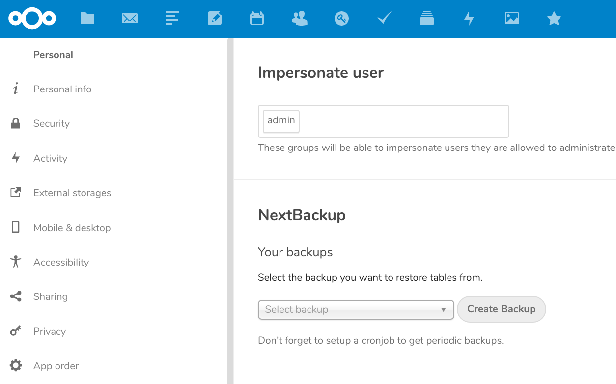 NextBackup is the simple database backup solutions for your Nextcloud / ownCloud installation. /posts/nextbackup/screenshot.webp